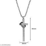 Silver Men's Christian Crucifix Ring ornament for car rearview mirror/interior wall hanging, Jesus symbol in stainless steel for good luck gifting