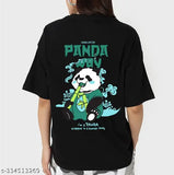 Cotton blend black oversized graphic print Benny Brooks women's t-shirt, showcasing vibrant design and half sleeves