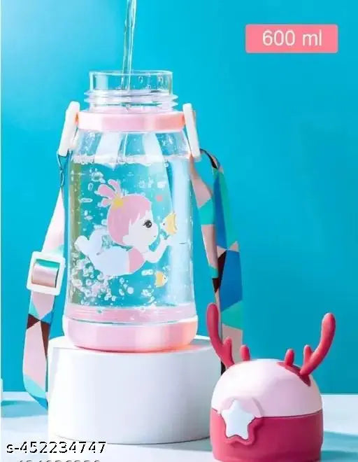 Multicolor, lightweight, durable school kid's straw water bottle (650 ml) with BIS/ISI certification - reusable and leak-proof, perfect for children