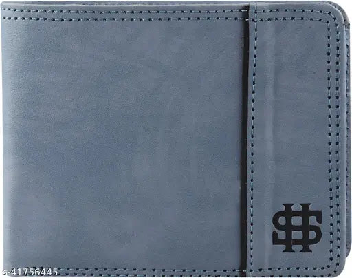 Faux leather men's wallet, casual trendy design with 5 card slots, coin pocket, and clear ID window
