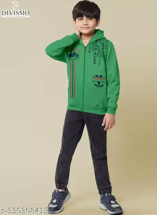 Cotton blend boys sweatshirt zipper, printed net design for kids (ages 4-8), warm and cozy clothing from India