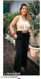 Trendy latest black karara and palazzo with golden cahin design for women, solid cotton lycra fashion outfit