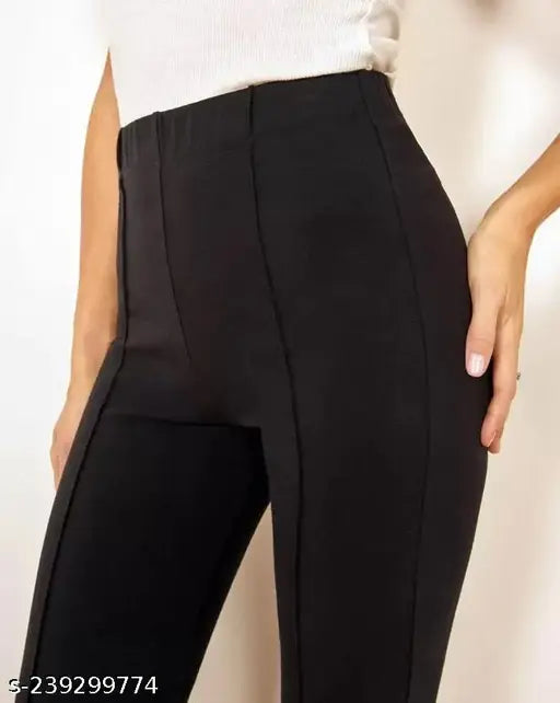 Trendy women's solid-colored, relaxed polycotton trousers (pack of 2), available in sizes 28-36 for everyday comfort and style