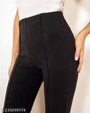 Trendy women's solid-colored, relaxed polycotton trousers (pack of 2), available in sizes 28-36 for everyday comfort and style