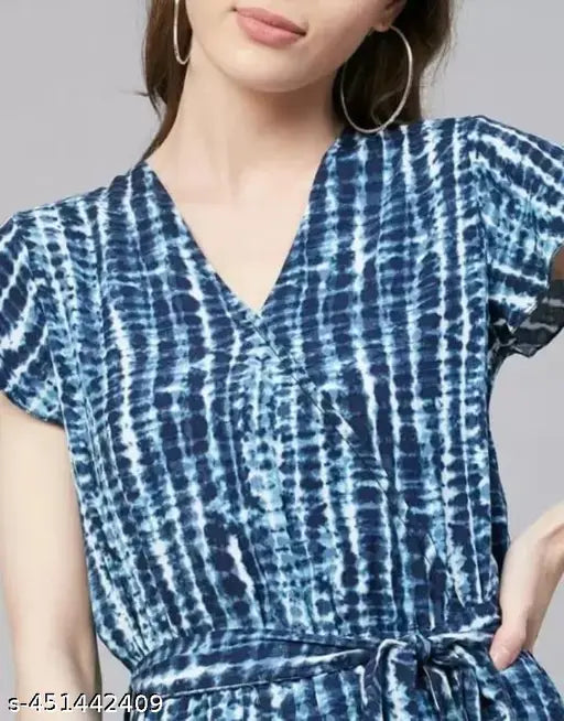 Short sleeve rayon printed jumpsuit for women, self-designed Indian fashion
