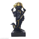Marble dust Lord Shani dev idol, 20cm polyresin black decorative showpiece for spiritual puja and home decoration