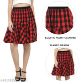 Checkered skirt, women's size 26-36, vibrant Indian cotton