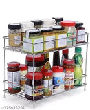 Stainless steel 2-layer spice rack/shelf, big size for modular kitchen storage, India-made