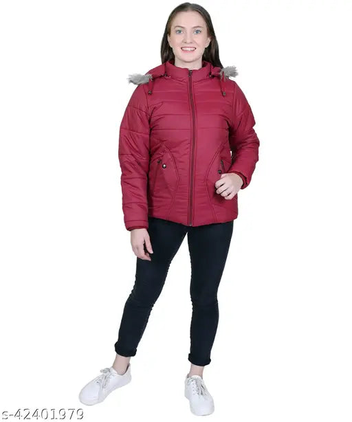 Indian-made solid women's full sleeve jacket in classy design, available in sizes M-XL