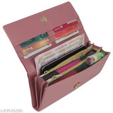 Faux leather clutch, 5 compartments, free size, magnetic closure, trendy design for women and girls