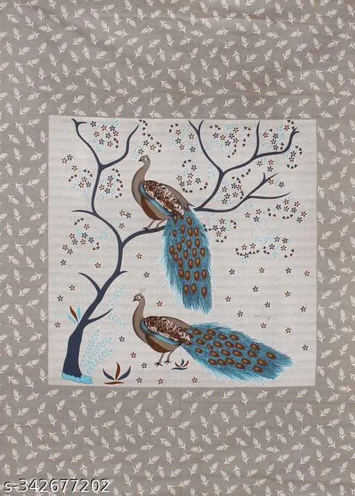 Superfine peacock cotton single bedsheet, ideal for adults in summer, one pillow cover included, made in India