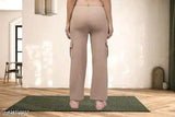 Comfy cotton-lycra solid net trousers, ideal for casual and party wear. Versatile, utility cargo style. Indian origin
