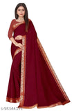 Vichitra silk KATRI saree with separate brocade blouse, solid pattern on free size fabric from India