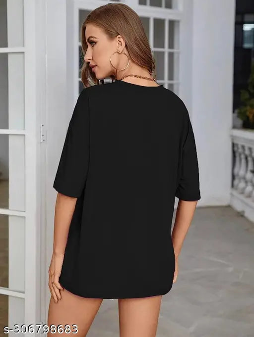 Black oversize cotton print t-shirt for women, off-shoulder Death Note design, short sleeves, size XS (36in bust, 25in length)