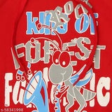 Red kiddeo printed boys sweatshirt, cotton long sleeves for active kids play or casual wear, India origin