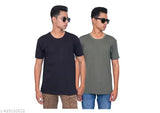 Black Olive Antargo Cotton Half Sleeve Round Neck T-Shirts - 100% Cotton, 160 GSM, Pack of 2