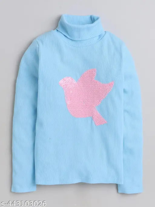 Acrylic embroidered long sleeve sweater for girls, modern top design in sizes 2-3 Years, 3-4 Years from India