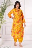 Floral printed kora muslin Pathani kurta set with salwar, three-quarter sleeves, couples set in India