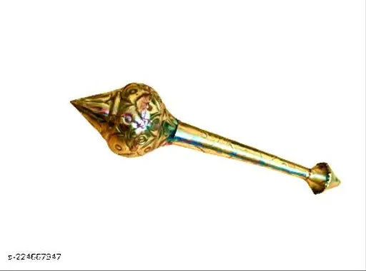 Golden brass Hanuman Ji Gada idol (22 cm size), traditional Indian spiritual protection accessory