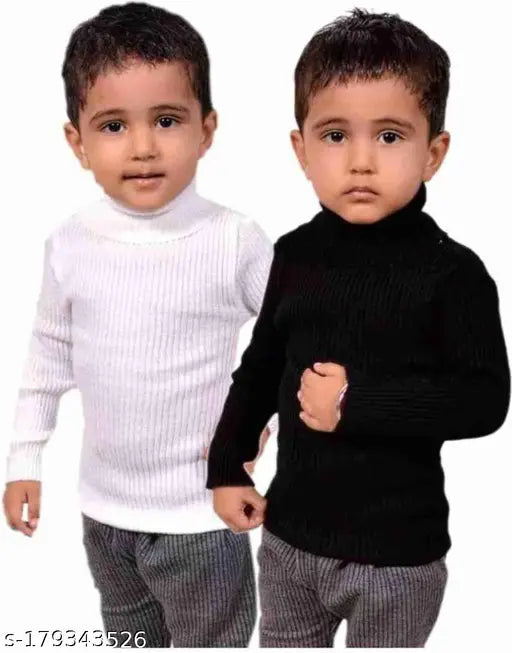 Colorblocked wool kids high neck, long sleeves, 0-3 Months size, India origin