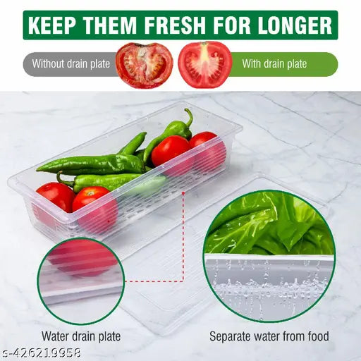 Plastic 1500ML food storage containers for fish, meat, fruits. Set of 6 for fridge organization