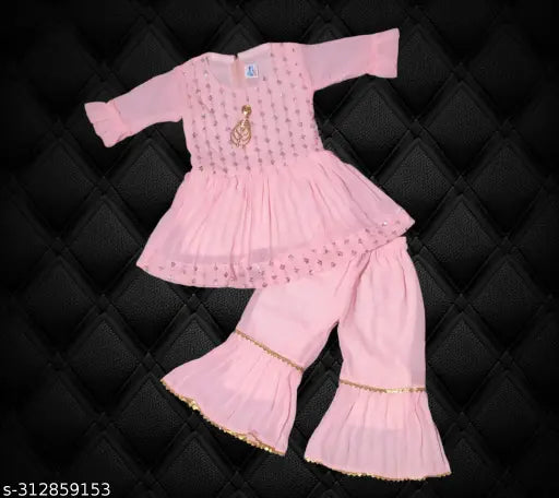 Embellished chiffon Sharara Garara dress for girls (0-2 years), Indian partywear