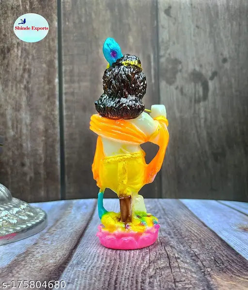 Multicolor, glossy marble Krishna idol, size 13x5x4 cm, ideal for home decor or gifts