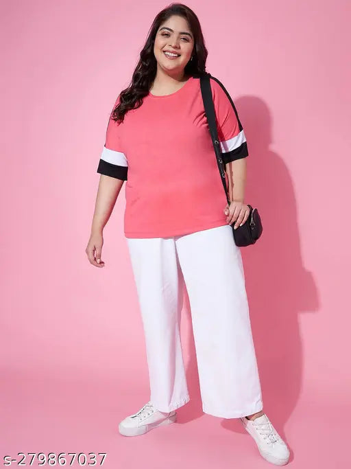 Viscose long-sleeve solid top, pink color, women's solid Austivo top from India