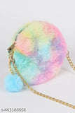 Multicolor synthetic round crossover Faether bag, one compartment, printed net pattern. Fun accessory for girls' events in free size