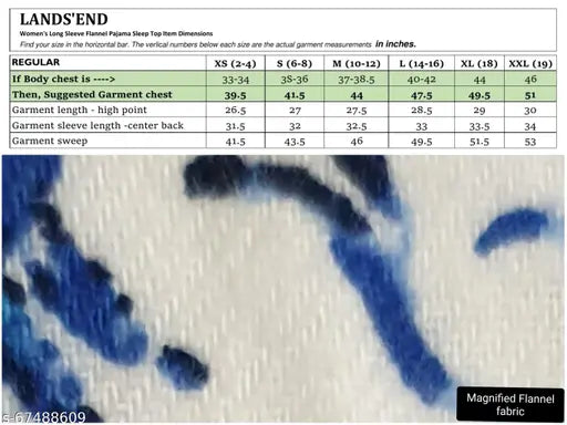 Long sleeve cotton flannel night suit, printed pattern, cozy pajamas with 2 side pockets - high quality, lightweight