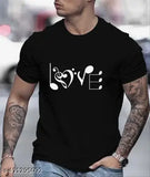 Black-and-white cotton blend men's printed three-quarter sleeve tee, stylish and affordable under your budget, perfect for all seasons