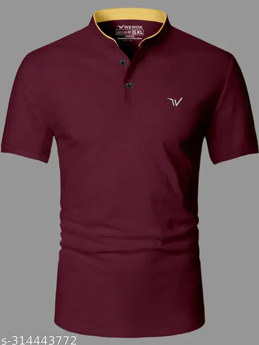 Men's polycotton short sleeve solid color t-shirt, available in M, L, XL, XXL. Made in India