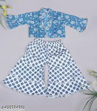 Cotton floral printed kids sharara set, multi-colored top & shorts for casual playdates & family gatherings