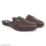 Leather western party shoes, solid open back mules - stylish footwear for events and trends in India