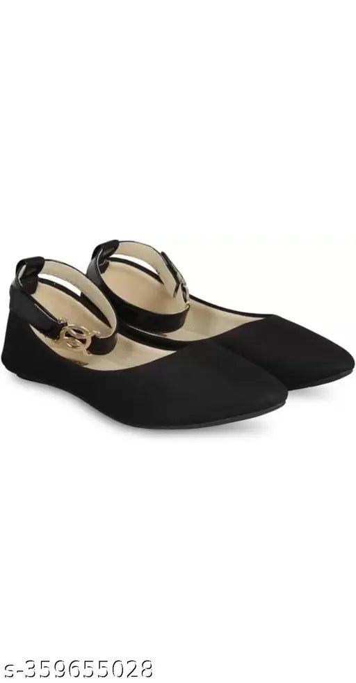 Synthetic leather ballerinas for fashionable flat bellies, buckle detail, perfect for women's parties