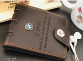 Brown leatherette BMW logo wallet, sleek design with 3 compartments, upgraded style for men