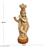 Handcrafted 15-feet Ivory Polymarble Krishna figurine, perfect for home decor and religious collection