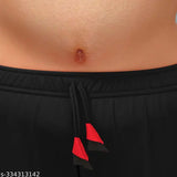 Black rayon palazzo pants, flattering wide-leg design for plus size women, ideal for loungewear or sleepwear, features big side pocket and ethnic look