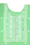 Mint green embroidery kurti set with sharara, rayon fabric, three-quarter sleeves, casual Indian fashion on display