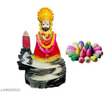 Resin colored Khatu Shyam JI backflow incense holder with 12cm height, includes 10 cones for home, temple, or office decor