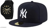 Cotton embroidered hip-hop NY baseball cap with square dial analog watch, Indian origin