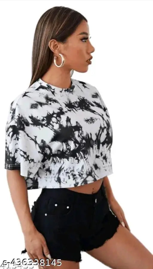 Dyed/washed polycotton crop top for women and girls, short sleeves #TRENDING #NEWPRODUCT #BOTTOM&T-SHIRT #Gillkart