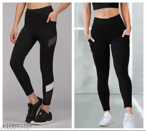 KRONMENIEN women's gym and casual wear tight, modal fabric, fully stretchable, solid pattern, size 24-44 (example: 30 waist 32 hip)