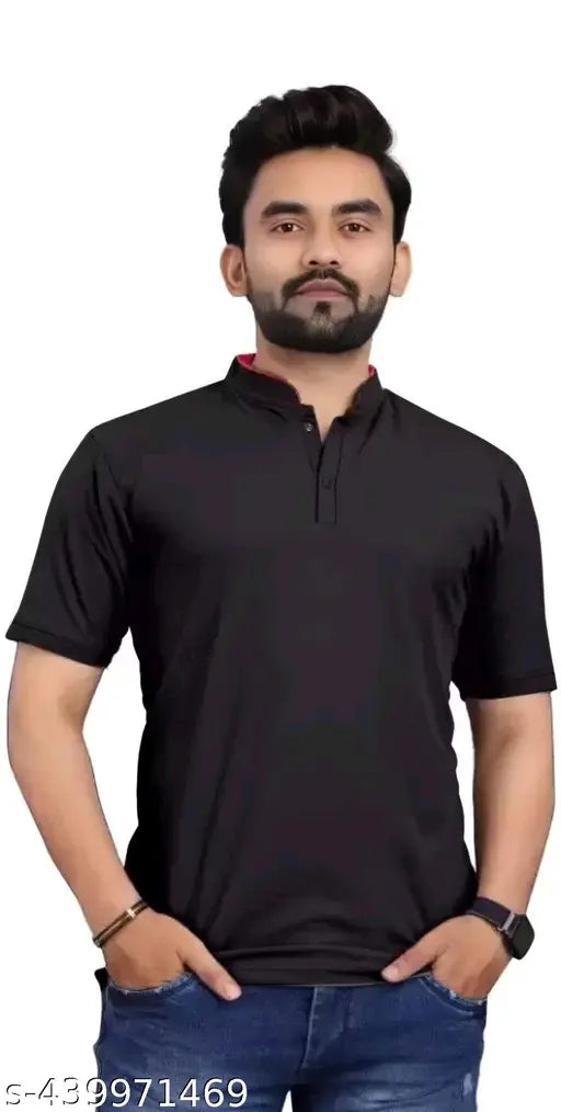 Stylish men's cotton blend solid t-shirt - size S, short sleeves, made in India