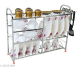 Stainless steel 4-layer kitchen dish rack, modular organizer (24x30 lower plate design)