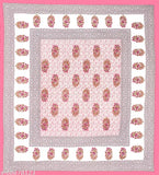 White and colorful traditional floral geometric cotton double bedsheet (144 TC) by Home@shop, ideal for summer weddings, featuring 2 pillow covers. Made in India