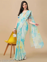Sky blue multi Shibori tie-dye chiffon saree with diamond work scalloping & printed blouse, best for party festive wear, low price offer today