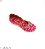 Synthetic Chundri Pink slip-on jutti with beautiful embroidery, classic ethnic footwear in various sizes from India (IND-4 to IND-9)