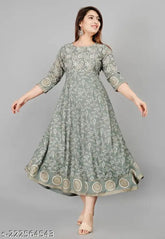 Indian rayon Angrakhsa top with printed combo, three-quarter sleeves