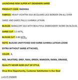 8-color Vichitra silk Jacquard border saree for women, featuring separate blouse in heavy Vichitra and Bengalory silks with embroidery work, 5.5m length